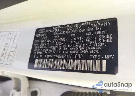 2023 Hyundai Kona Electric Se from USA, damaged, VIN KM8K23AG4PU181683
